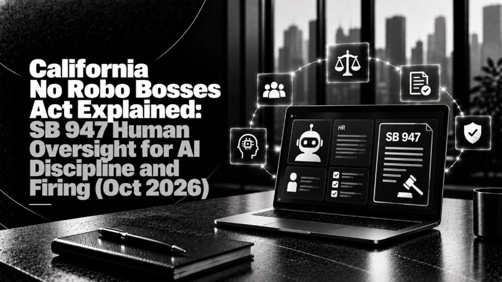 California No Robo Bosses Act Explained SB 947 Human Oversight for AI Discipline and Firing Oct 2026